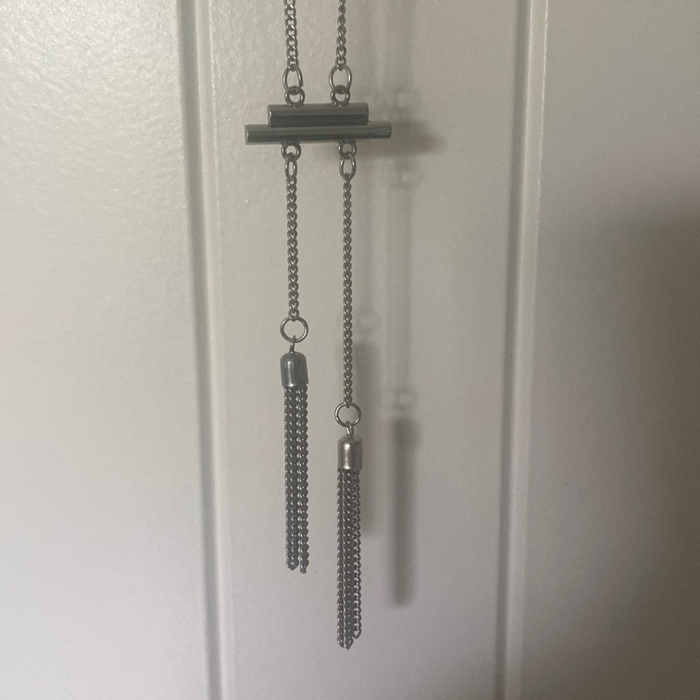 Long silver chain necklace